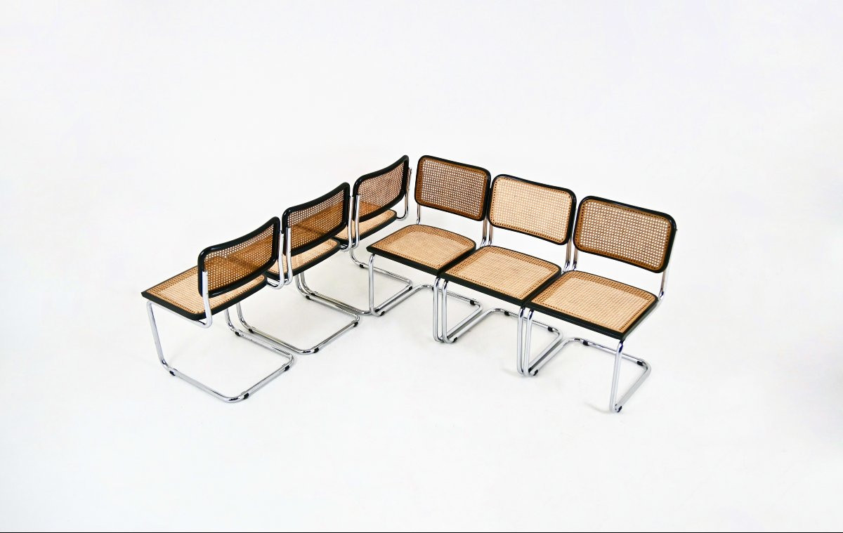 Ensemble de 6 Chaises Style B32 par Marcel Breuer-photo-1