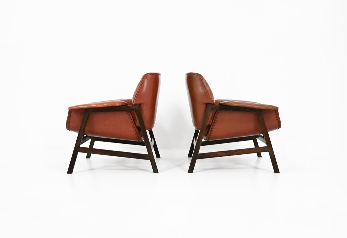 Pair Of “849” Armchairs By Gianfranco Frattini For Cassina, 1950s-photo-3