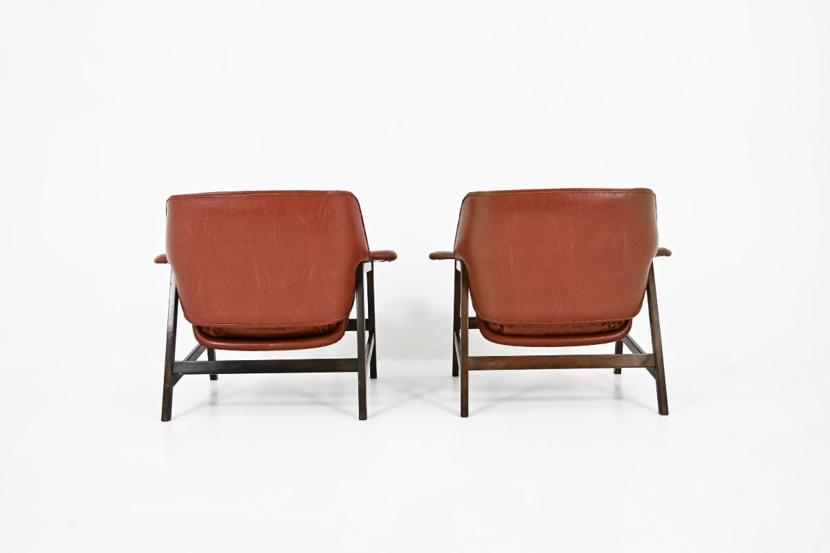 Pair Of “849” Armchairs By Gianfranco Frattini For Cassina, 1950s-photo-3