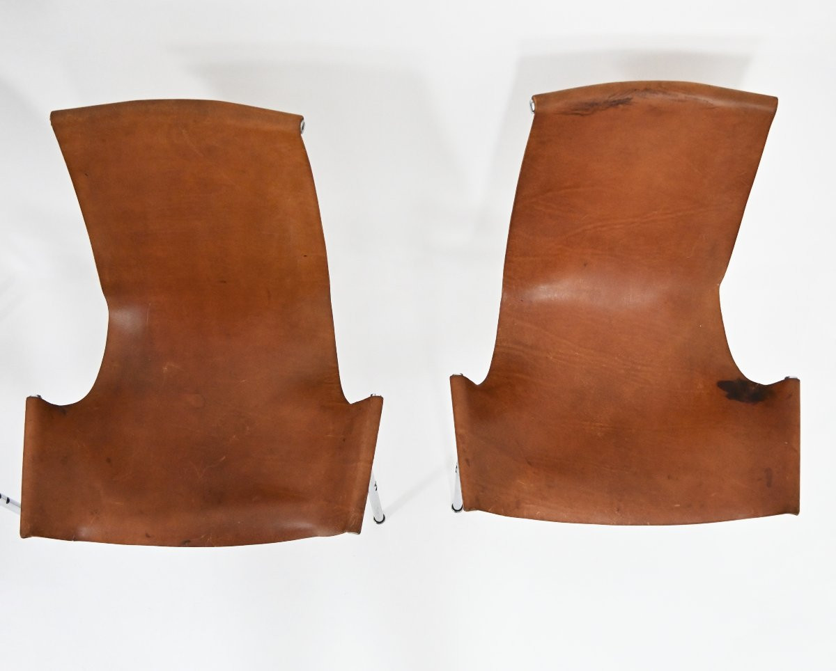 Ensemble de 6 Modèle 3LC T Chair par William Katavolos pour Laverne International, 1952,-photo-3