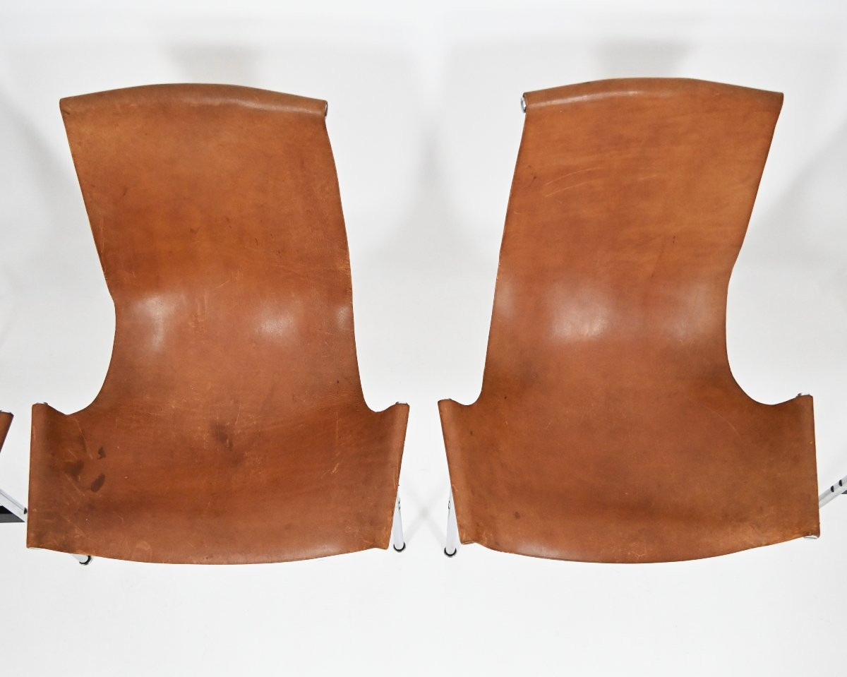 Ensemble de 6 Modèle 3LC T Chair par William Katavolos pour Laverne International, 1952,-photo-4