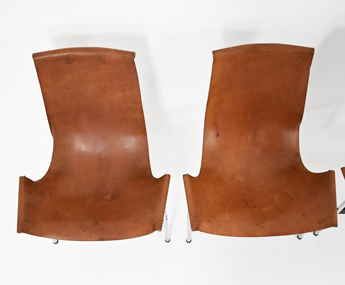 Ensemble de 6 Modèle 3LC T Chair par William Katavolos pour Laverne International, 1952,-photo-5