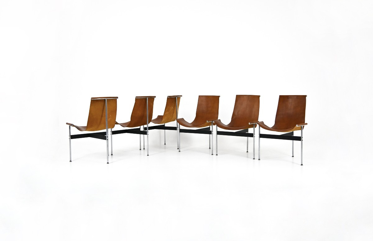 Ensemble de 6 Modèle 3LC T Chair par William Katavolos pour Laverne International, 1952,