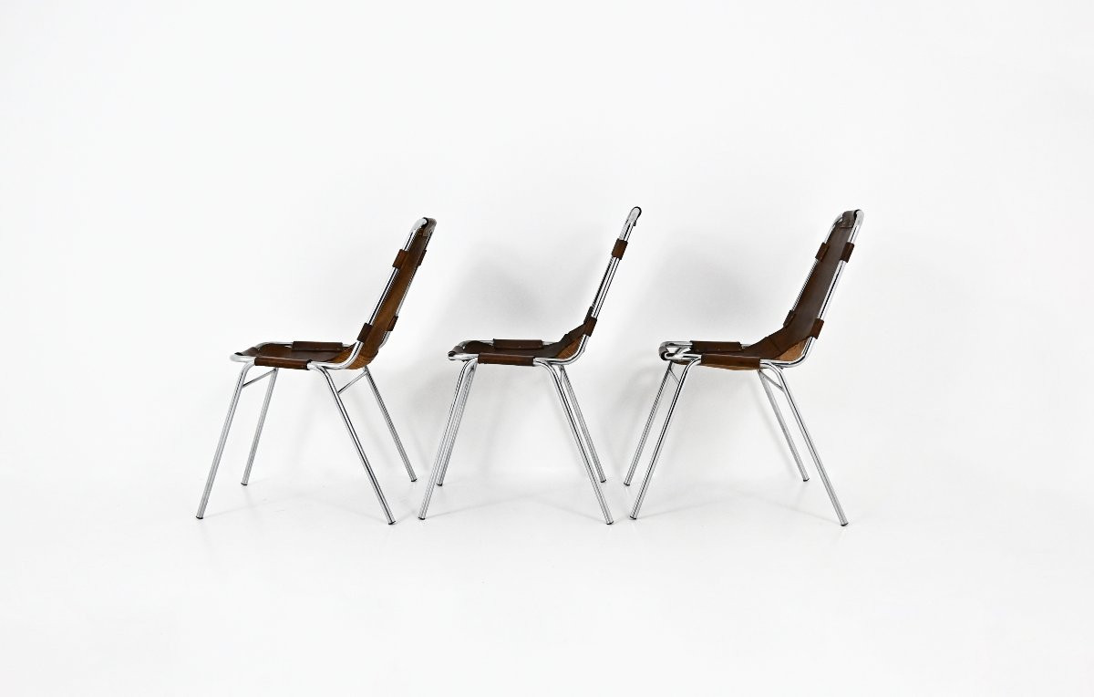 Set Of 3 Les Arcs Chairs By Charlotte Perriand, 1960s-photo-2