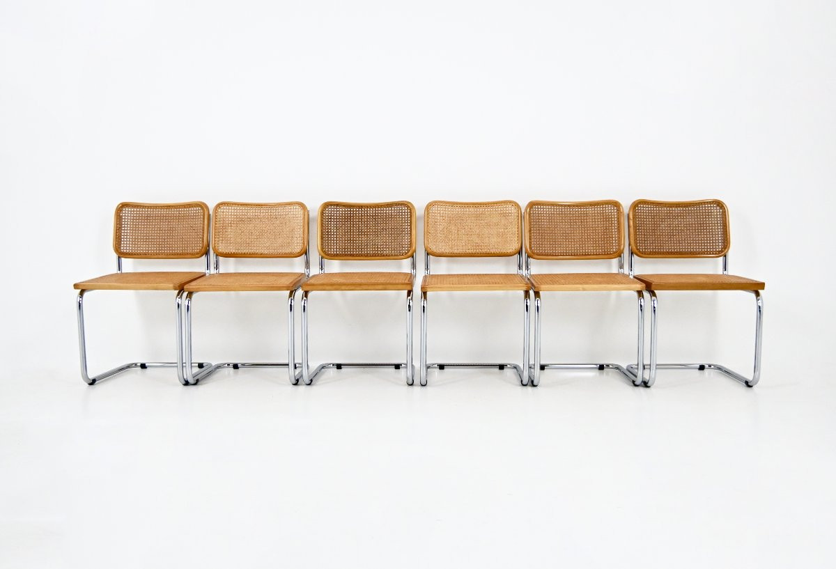 Ensemble de 6 Chaises de salle à manger Style B32 par Marcel Breuer-photo-2