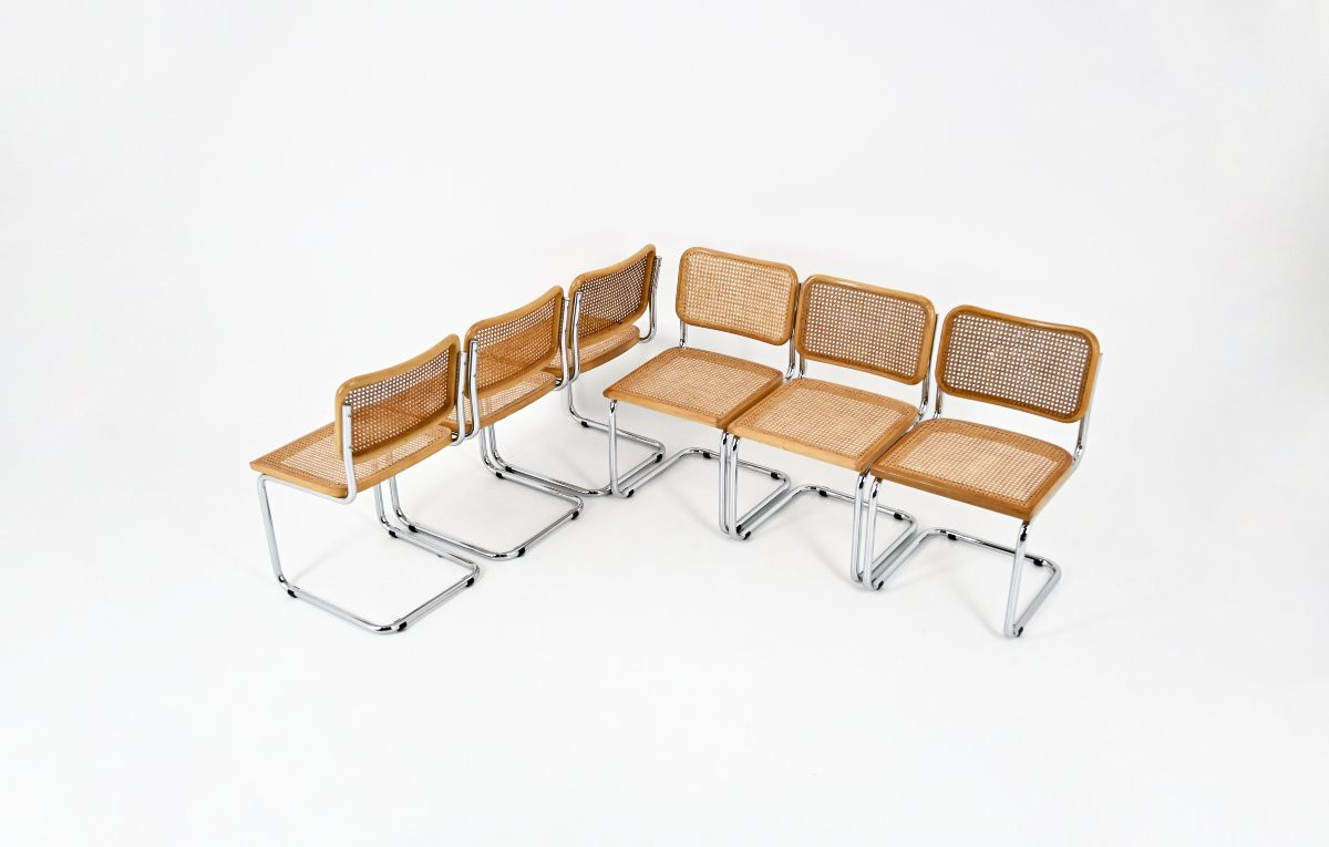 Ensemble de 6 Chaises de salle à manger Style B32 par Marcel Breuer-photo-1
