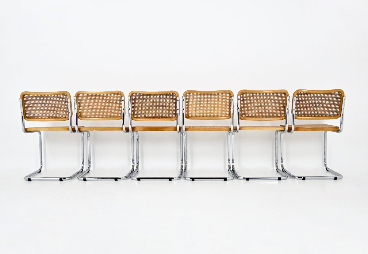 Ensemble de 6 Chaises de salle à manger Style B32 par Marcel Breuer-photo-2