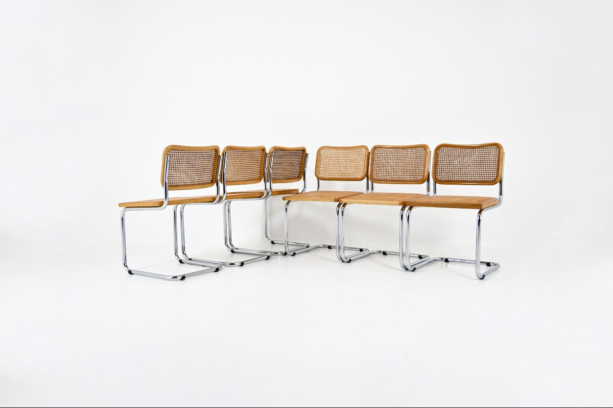 Ensemble de 6 Chaises de salle à manger Style B32 par Marcel Breuer