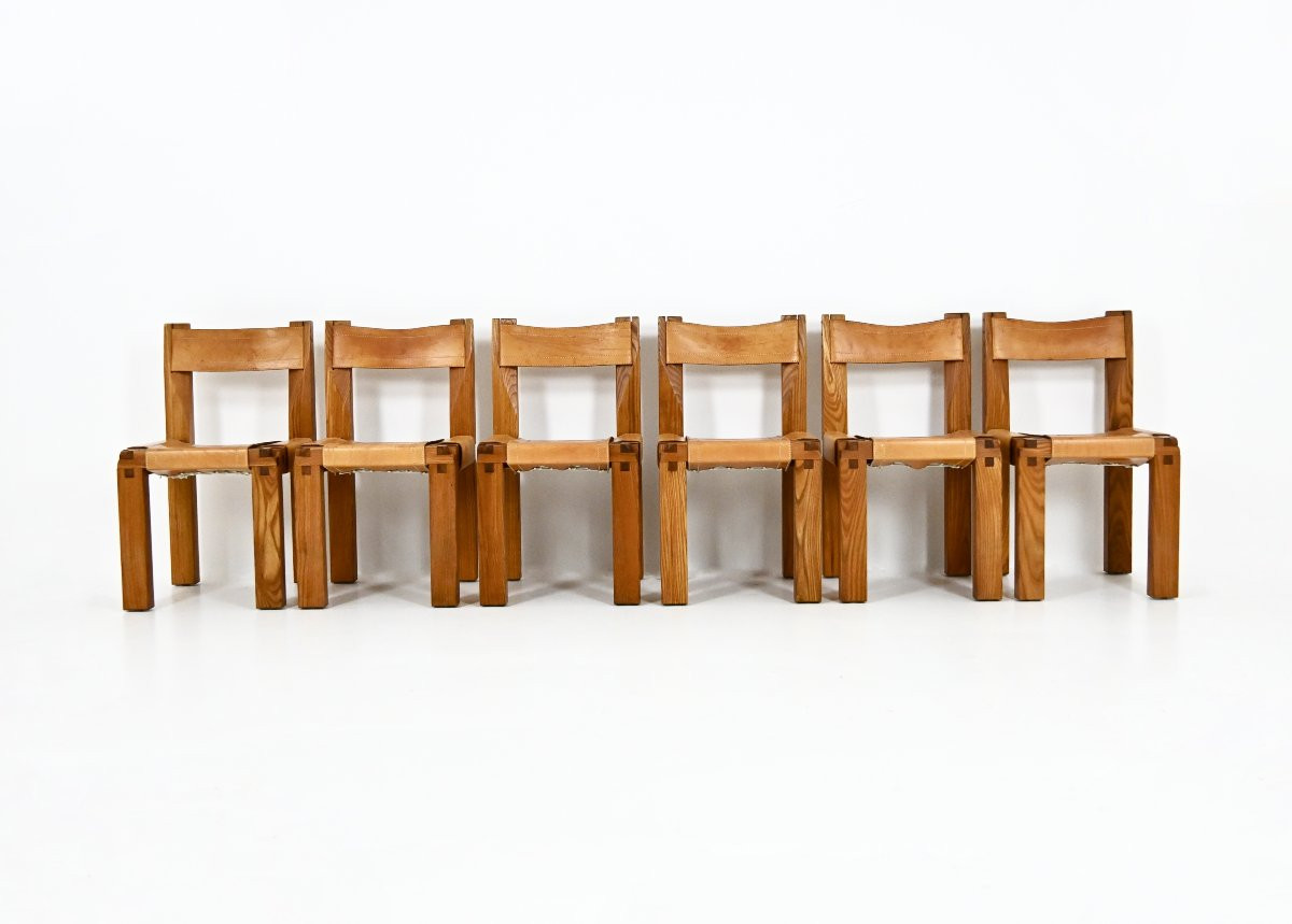 Set Of 6 "s11" Dining Chairs By Pierre Chapo, 1966-photo-2