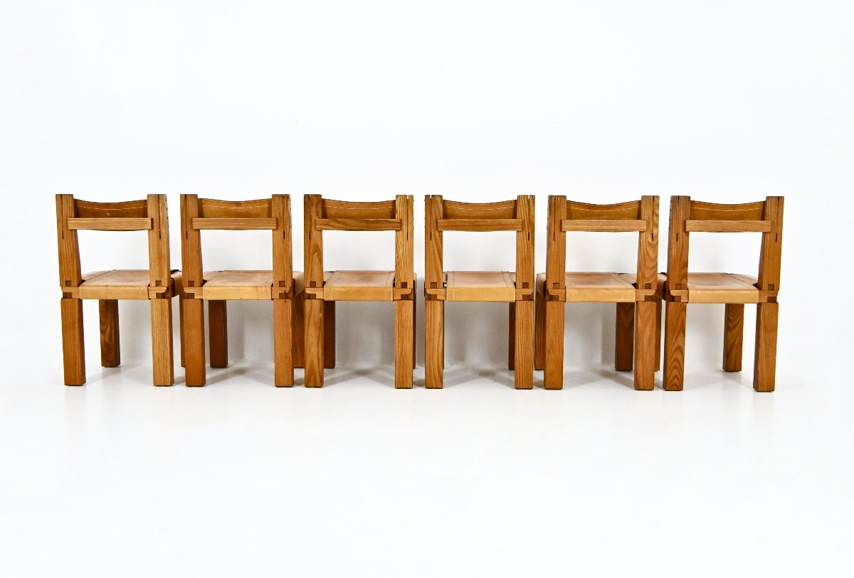 Set Of 6 "s11" Dining Chairs By Pierre Chapo, 1966-photo-3