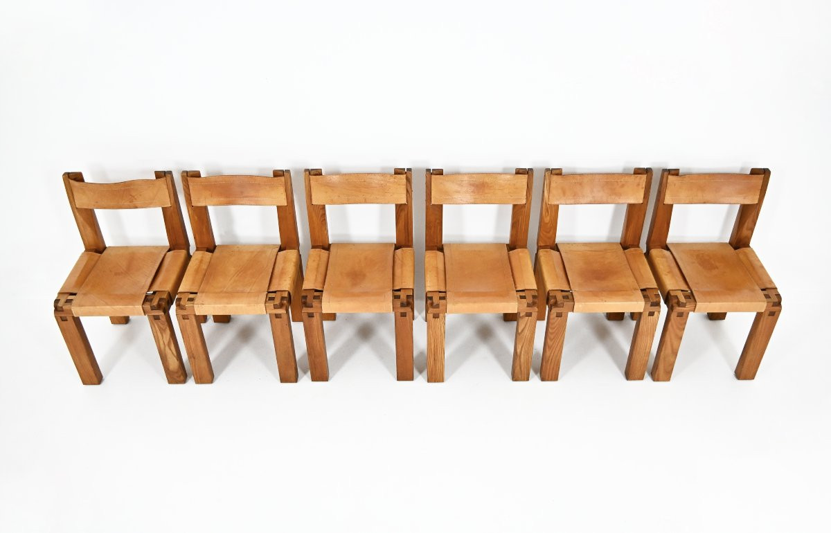 Set Of 6 "s11" Dining Chairs By Pierre Chapo, 1966-photo-4