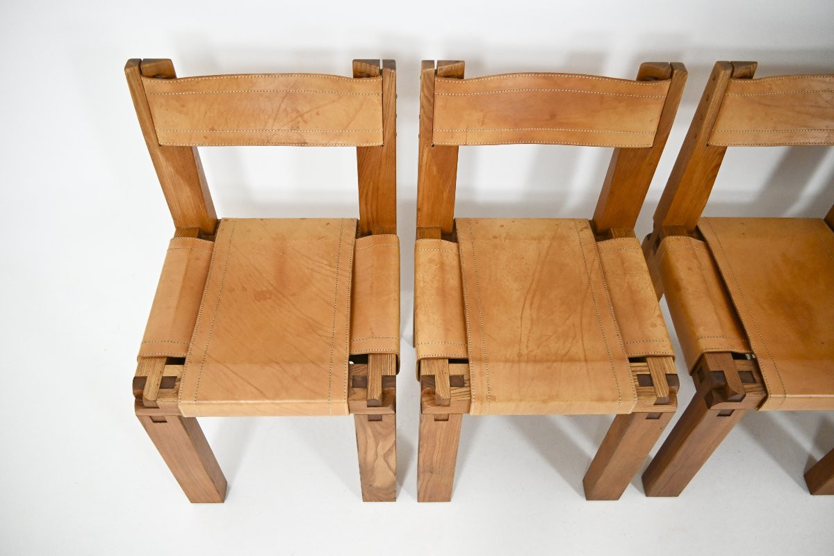 Set Of 6 "s11" Dining Chairs By Pierre Chapo, 1966-photo-6