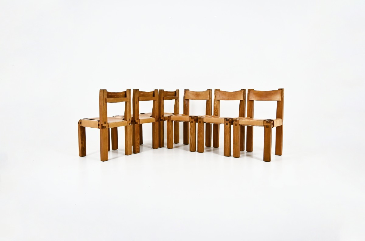 Set Of 6 "s11" Dining Chairs By Pierre Chapo, 1966