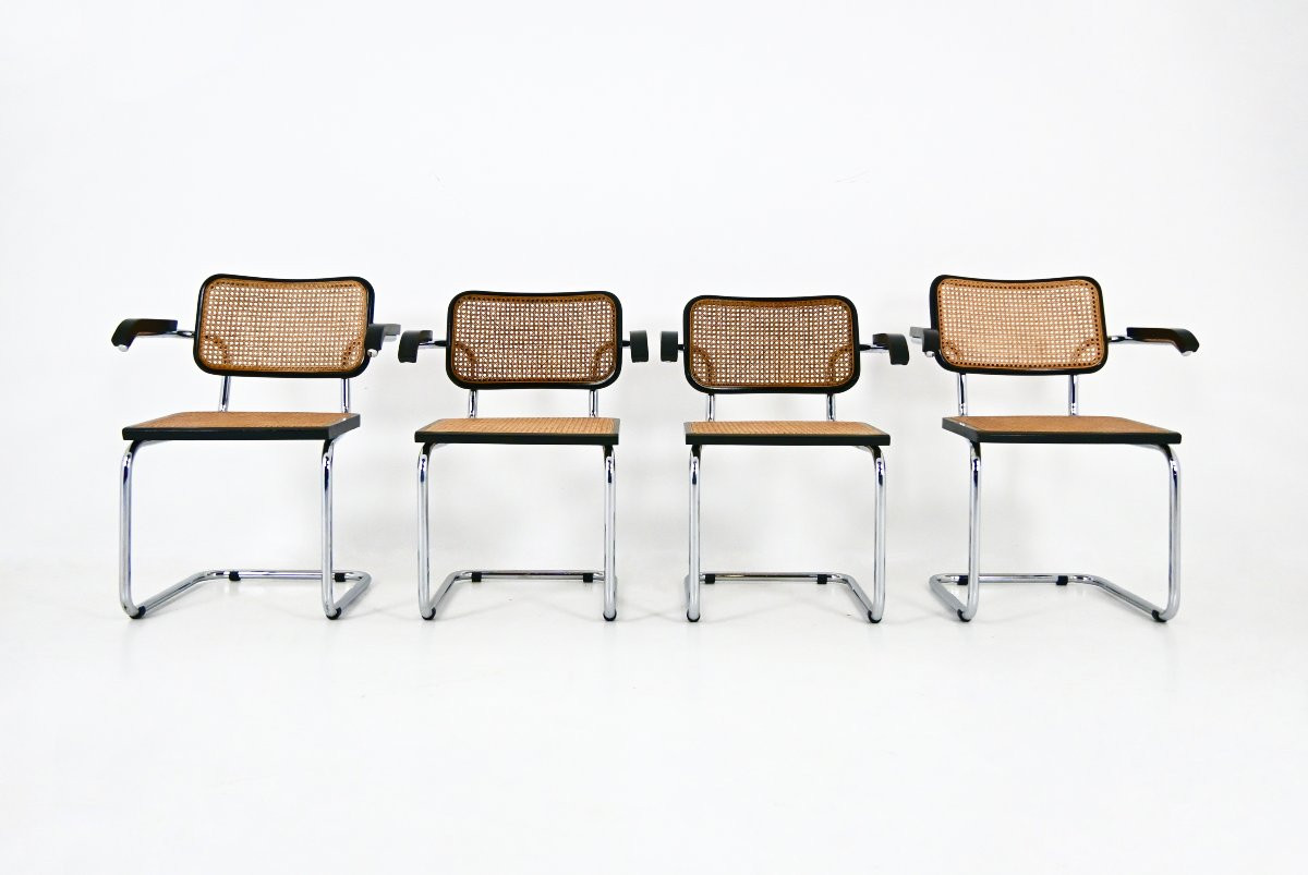 Ensemble de 4 Chaises de salle à manger Style B32 par Marcel Breuer-photo-2