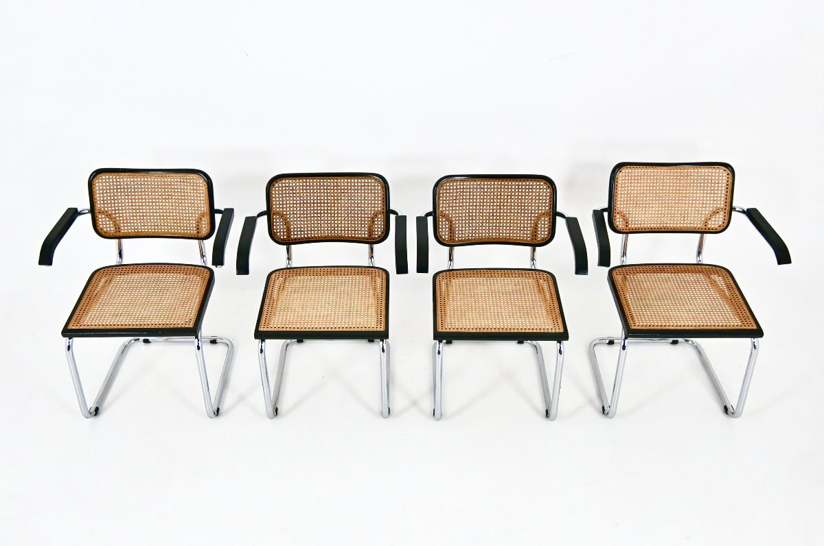 Ensemble de 4 Chaises de salle à manger Style B32 par Marcel Breuer-photo-4
