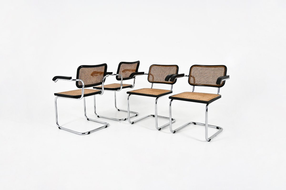 Ensemble de 4 Chaises de salle à manger Style B32 par Marcel Breuer-photo-1