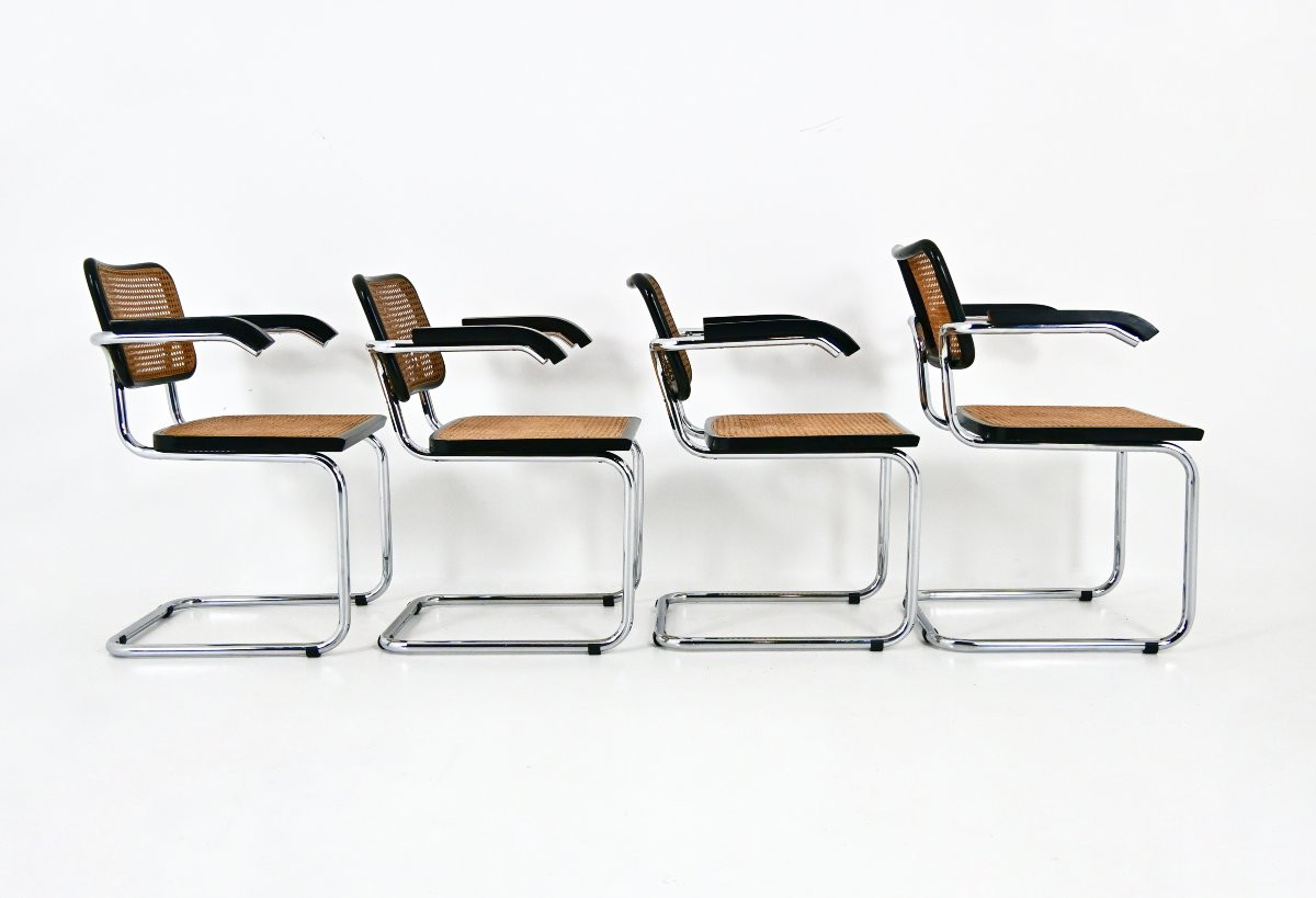Ensemble de 4 Chaises de salle à manger Style B32 par Marcel Breuer-photo-2