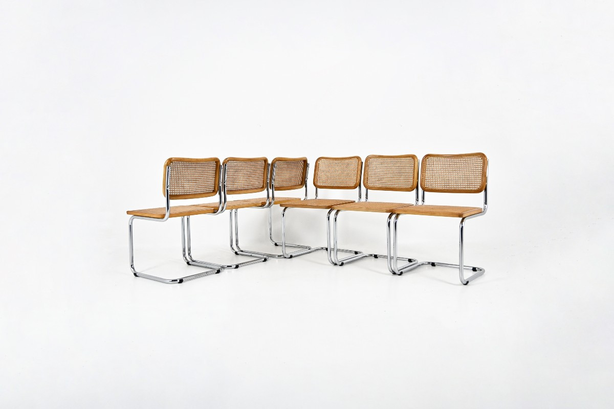Ensemble de 6 Chaises de salle à manger Style B32 par Marcel Breuer