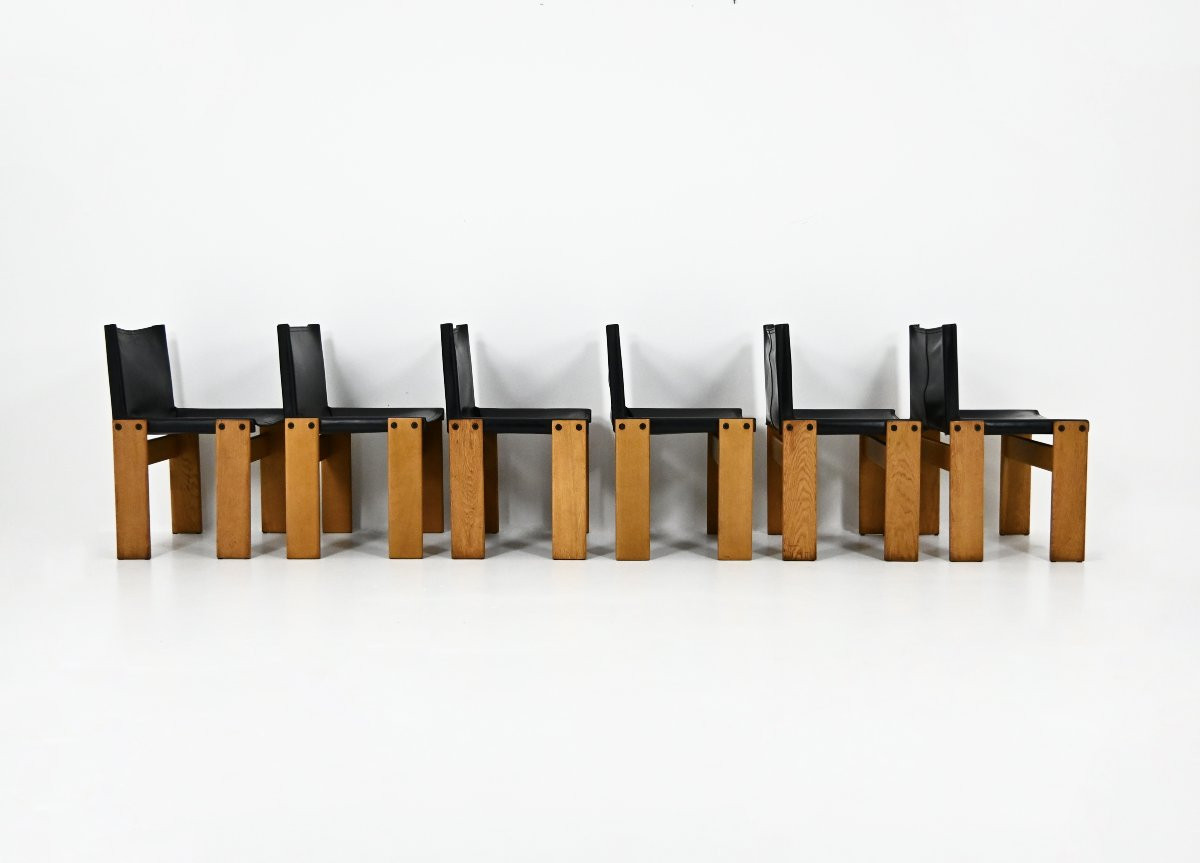 Chaises  Monk par Afra & Tobia Scarpa pour Molteni, années 1970, ensemble de 6-photo-2
