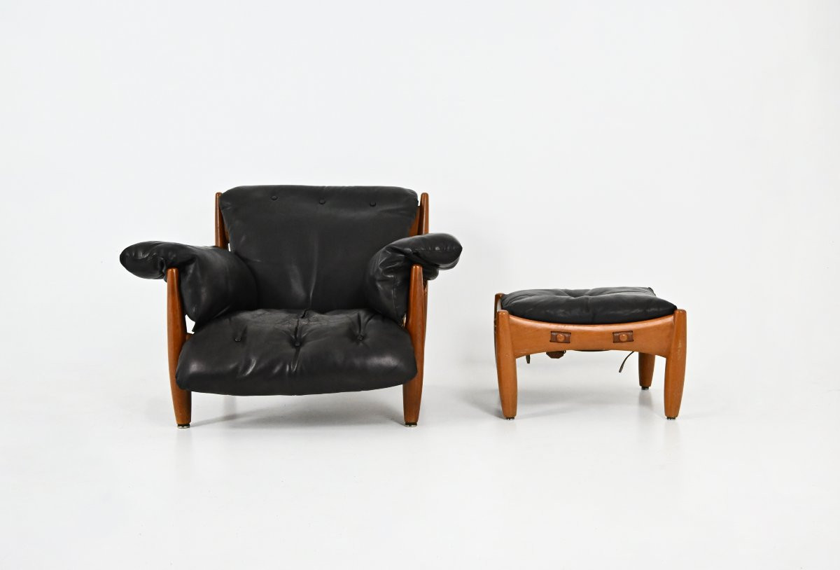 "sheriff" Armchair With Footrest By Sergio Rodrigues For Isa Bergamo, 1960s-photo-2