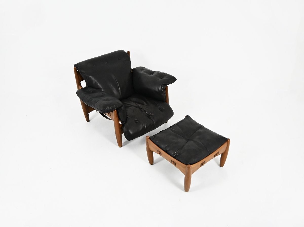 "sheriff" Armchair With Footrest By Sergio Rodrigues For Isa Bergamo, 1960s-photo-1