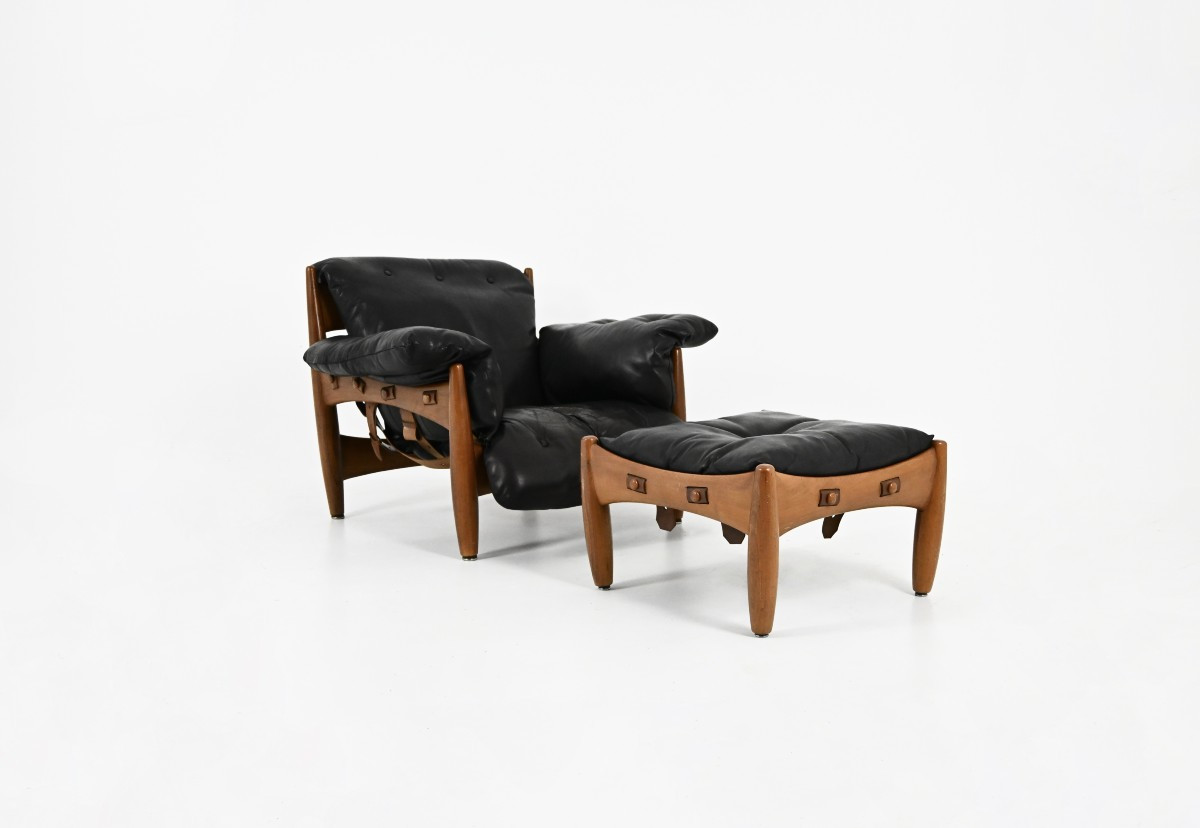 "sheriff" Armchair With Footrest By Sergio Rodrigues For Isa Bergamo, 1960s