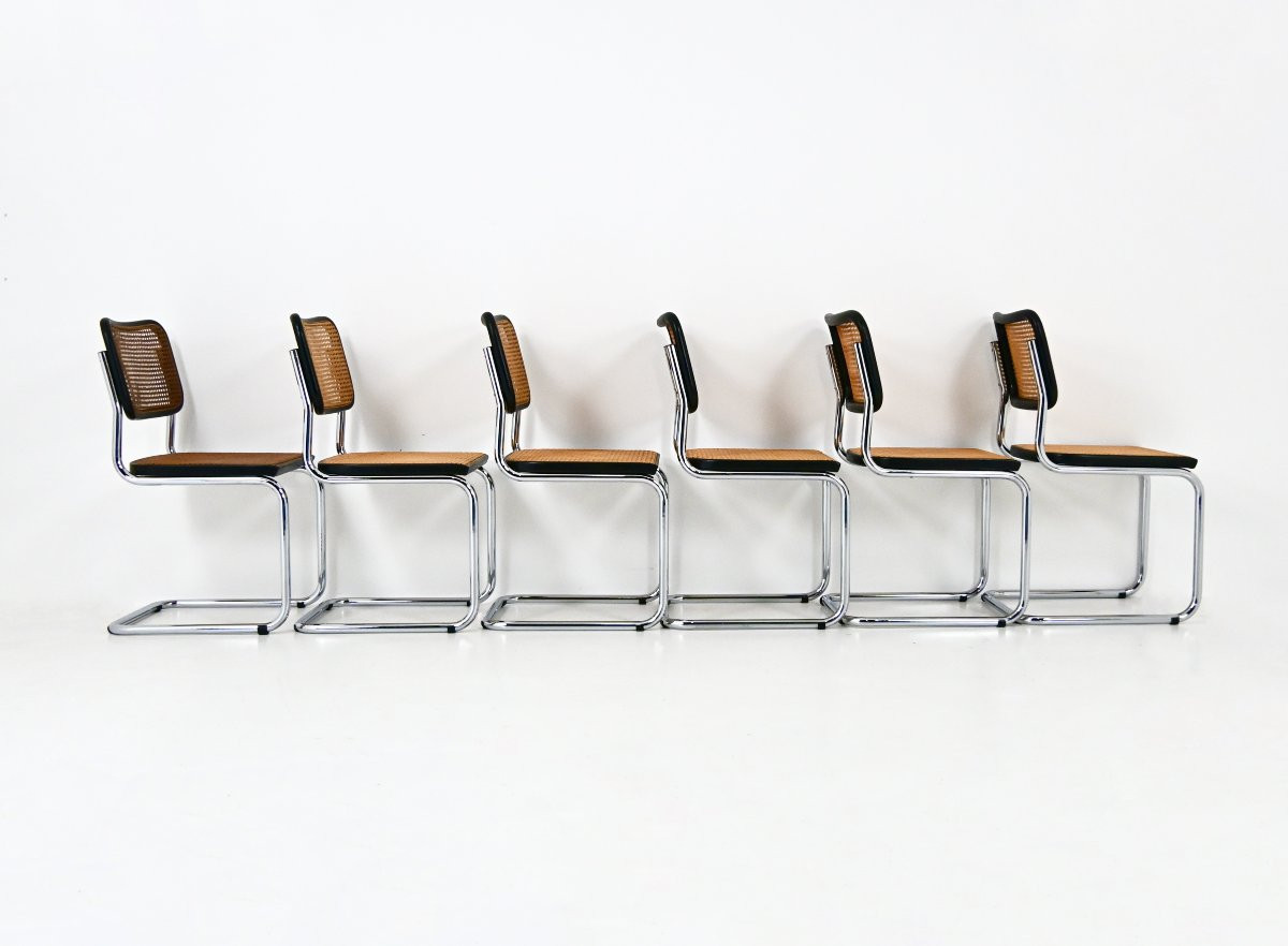 Ensemble de 6 Chaises de salle à manger Style B32 par Marcel Breuer-photo-3