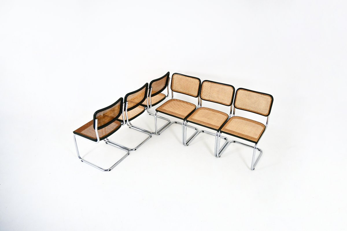 Ensemble de 6 Chaises de salle à manger Style B32 par Marcel Breuer-photo-1