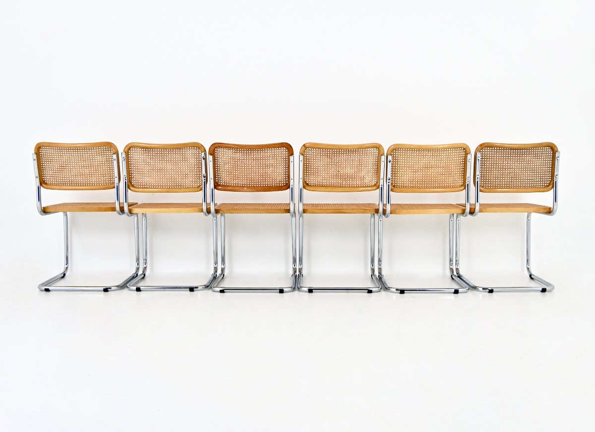 Ensemble de 6 Chaises de salle à manger Style B32 par Marcel Breuer-photo-4