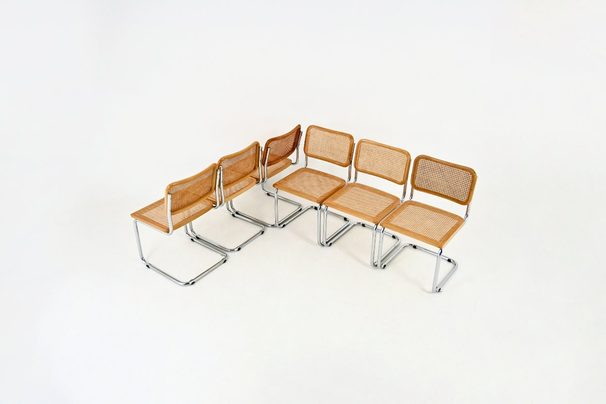 Ensemble de 6 Chaises de salle à manger Style B32 par Marcel Breuer-photo-1
