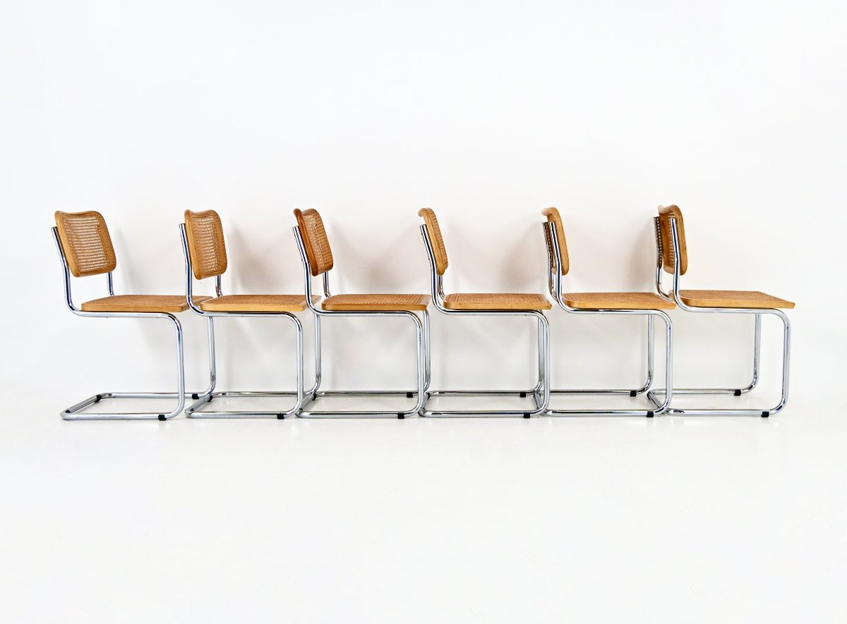 Ensemble de 6 Chaises de salle à manger Style B32 par Marcel Breuer-photo-2