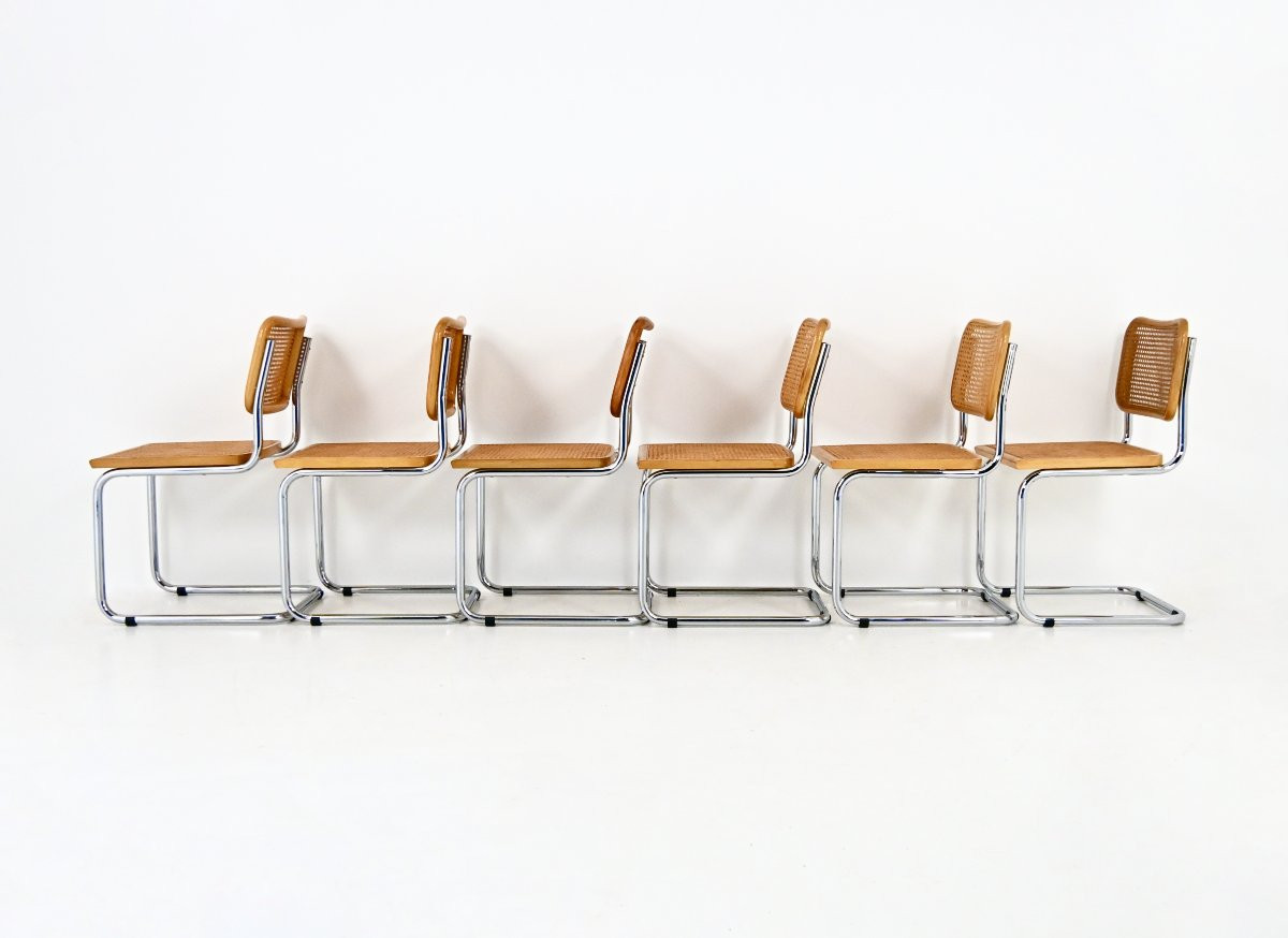 Ensemble de 6 Chaises de salle à manger Style B32 par Marcel Breuer-photo-3