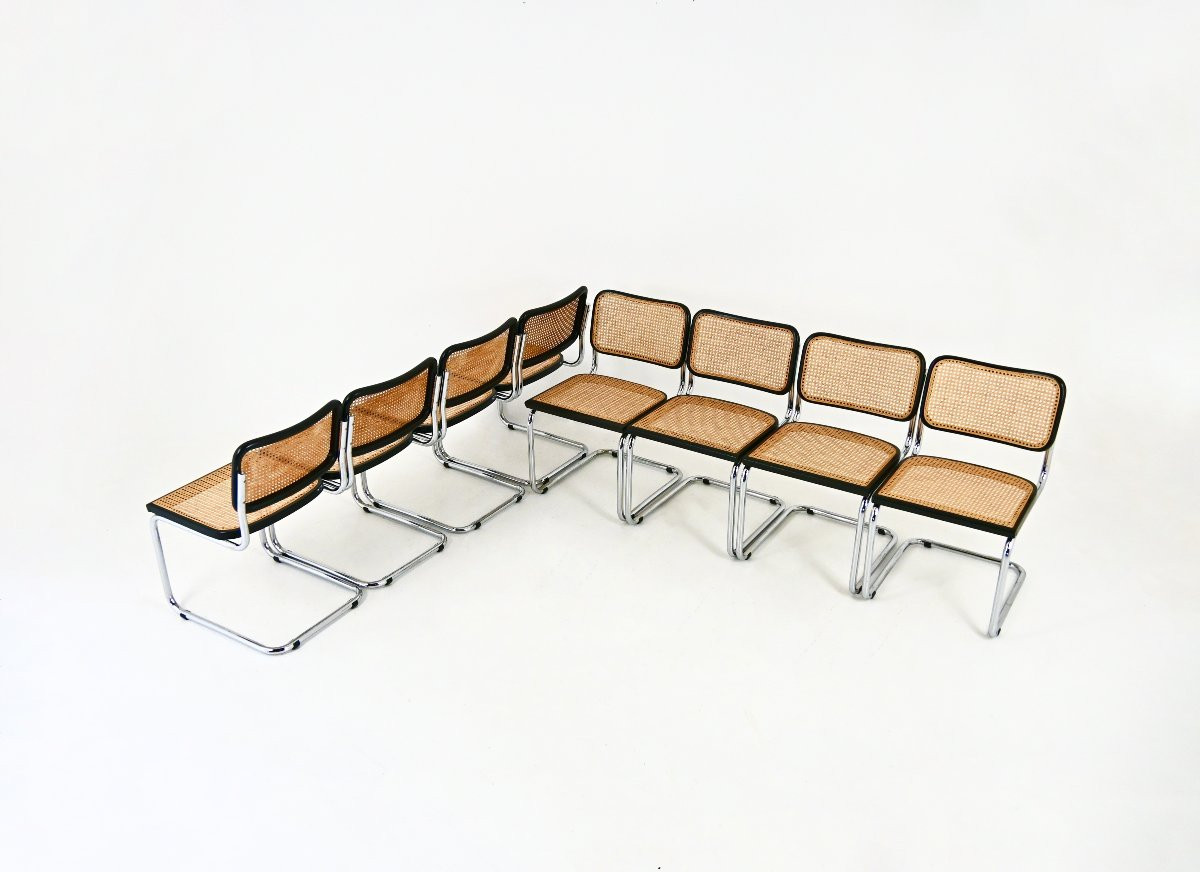 Ensemble de 8 Chaises de salle à manger Style B32 par Marcel Breuer-photo-2