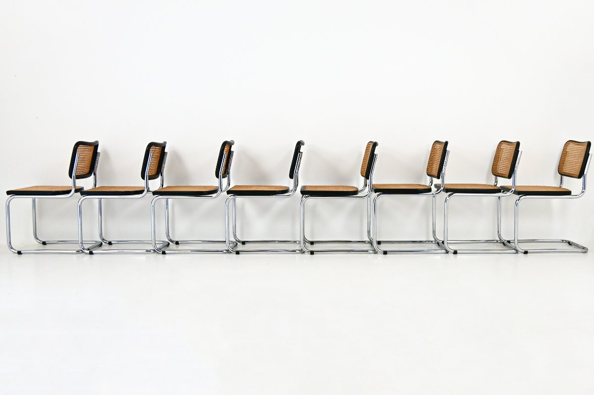 Ensemble de 8 Chaises de salle à manger Style B32 par Marcel Breuer-photo-4