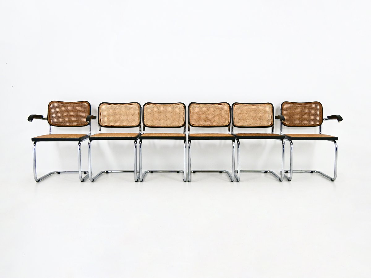 Ensemble de 6 chaises de salle à manger Style B32 par Marcel Breuer-photo-2