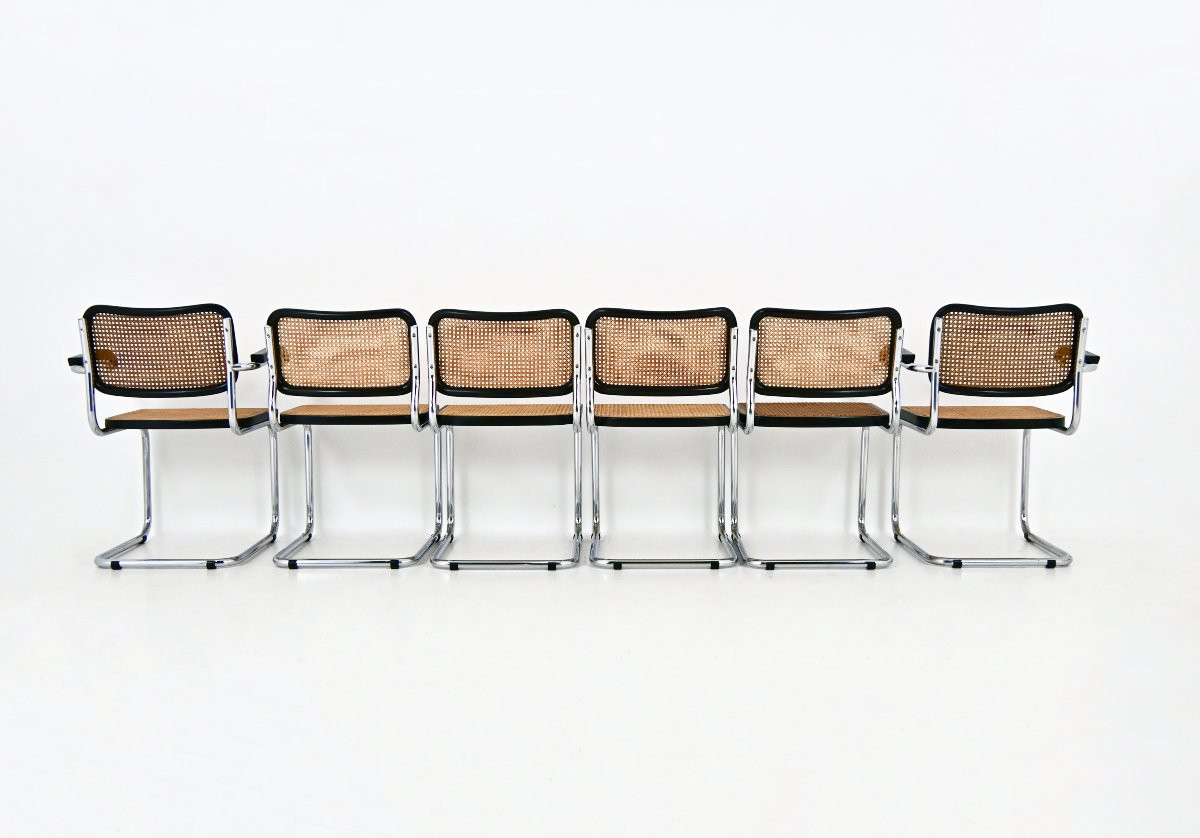 Ensemble de 6 chaises de salle à manger Style B32 par Marcel Breuer-photo-3