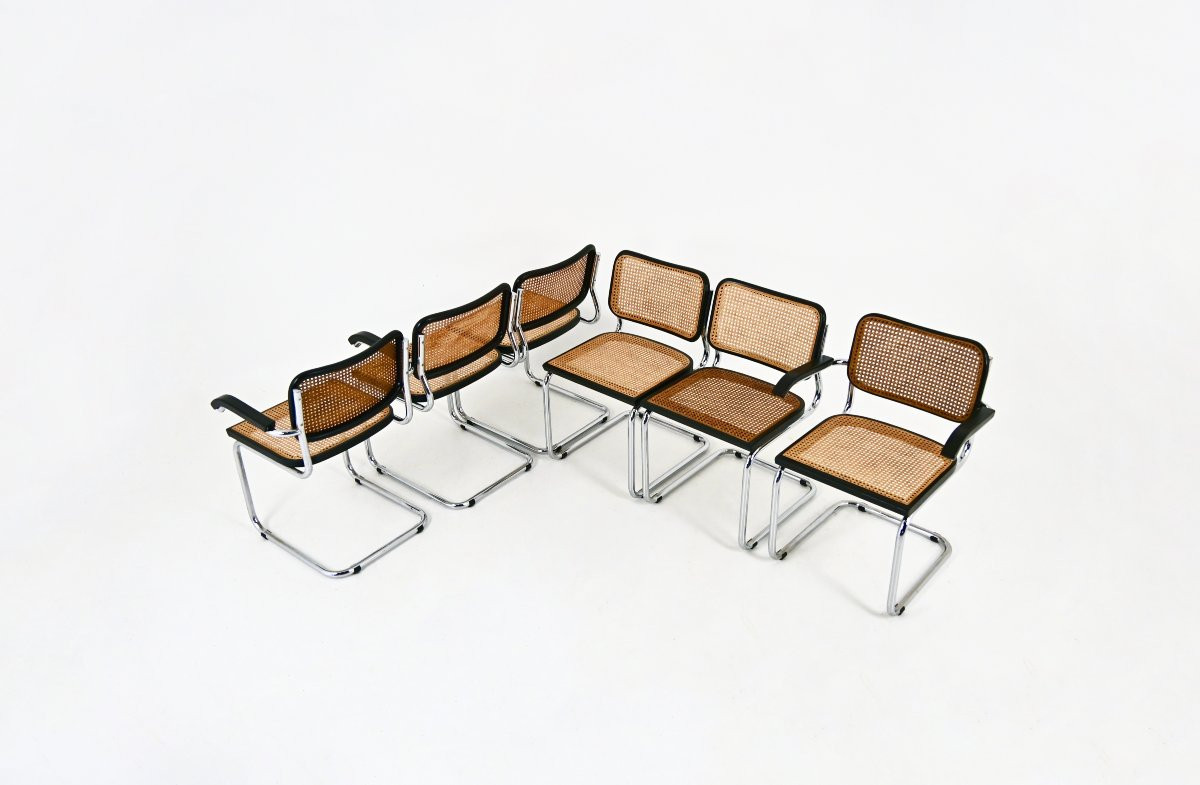 Ensemble de 6 chaises de salle à manger Style B32 par Marcel Breuer-photo-1