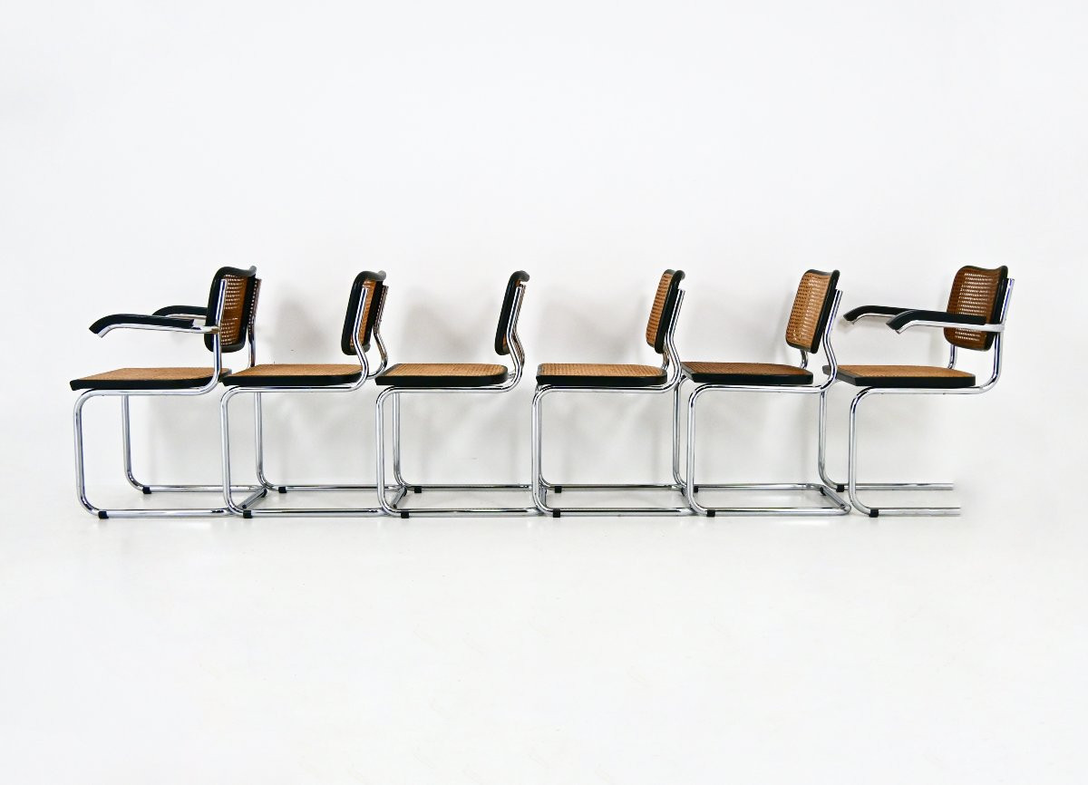 Ensemble de 6 chaises de salle à manger Style B32 par Marcel Breuer-photo-3