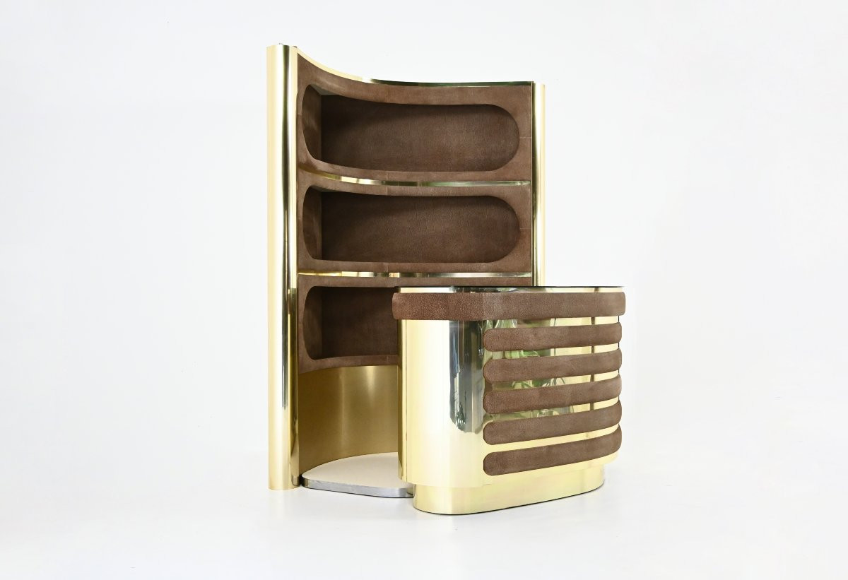 Ensemble de bar attribué à Willy Rizzo, années 1970-photo-3