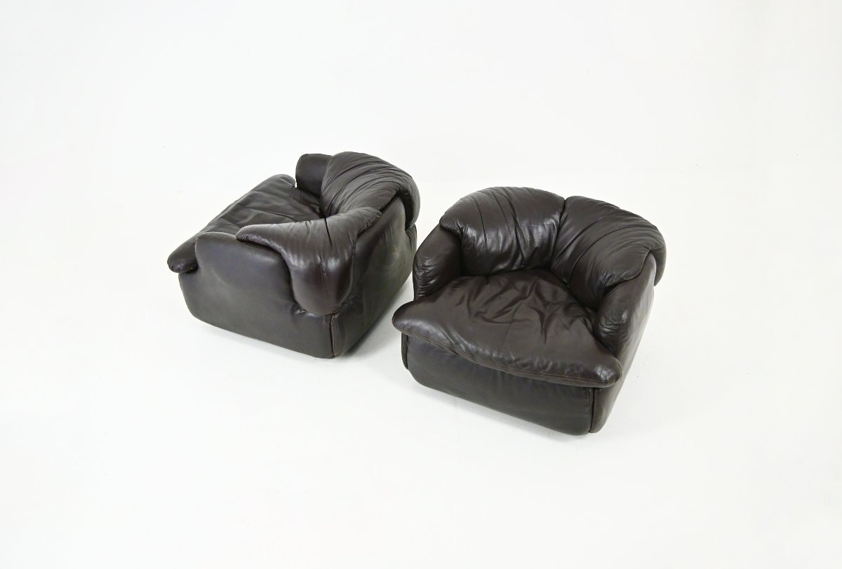 Fauteuils Confidential par Alberto Rosselli pour Saporiti Italia, années 1970-photo-1