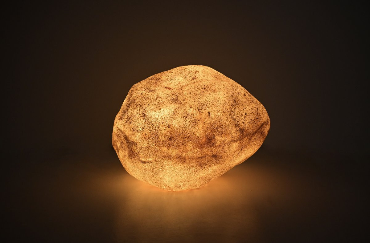 Lampe « Dora » en pierre, créée par André Cazenave pour Atelier A, années 1970-photo-2