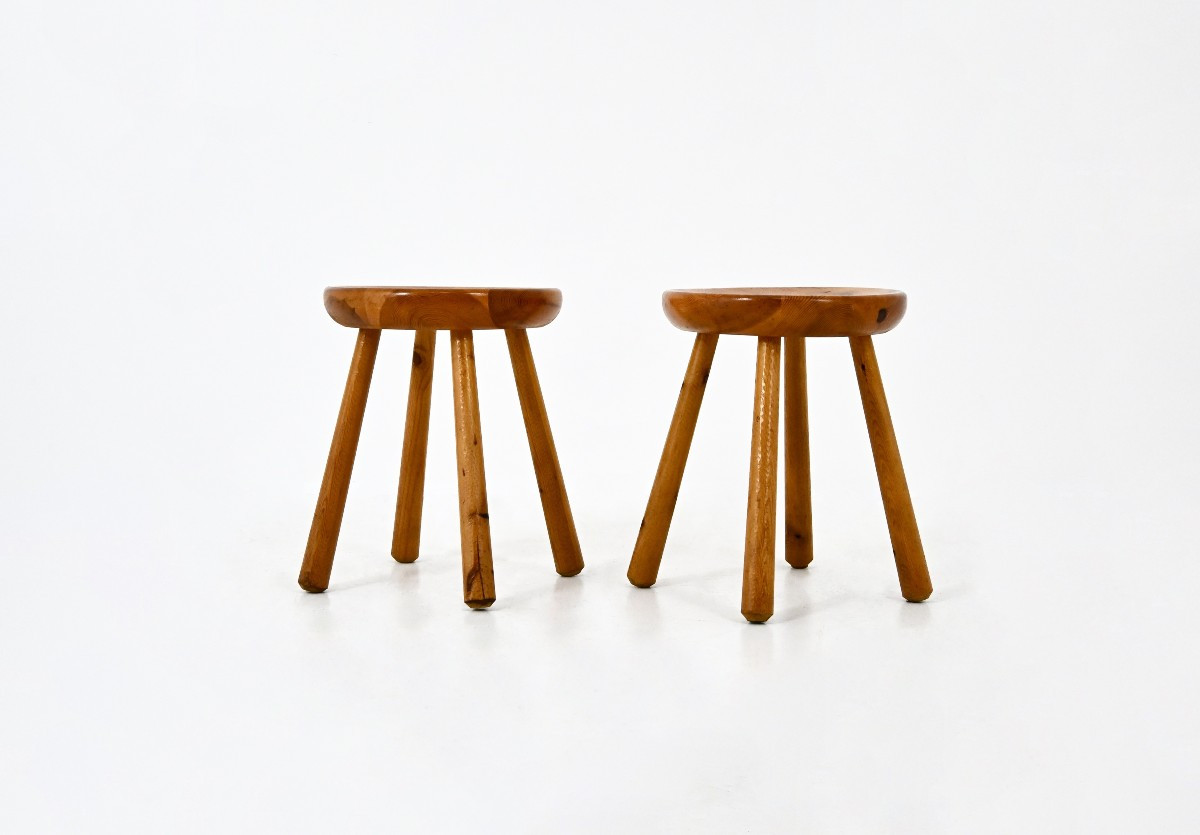 Set Of 2 Stools By Charlotte Perriand For Les Arcs, 1960s