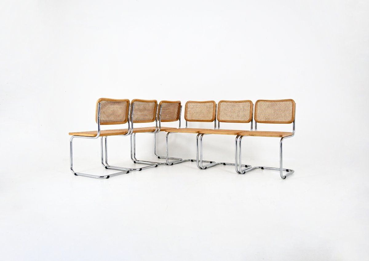 Ensembel de 6 Chaises de salle à manger modèle B32 de Marcel Breuer-photo-1