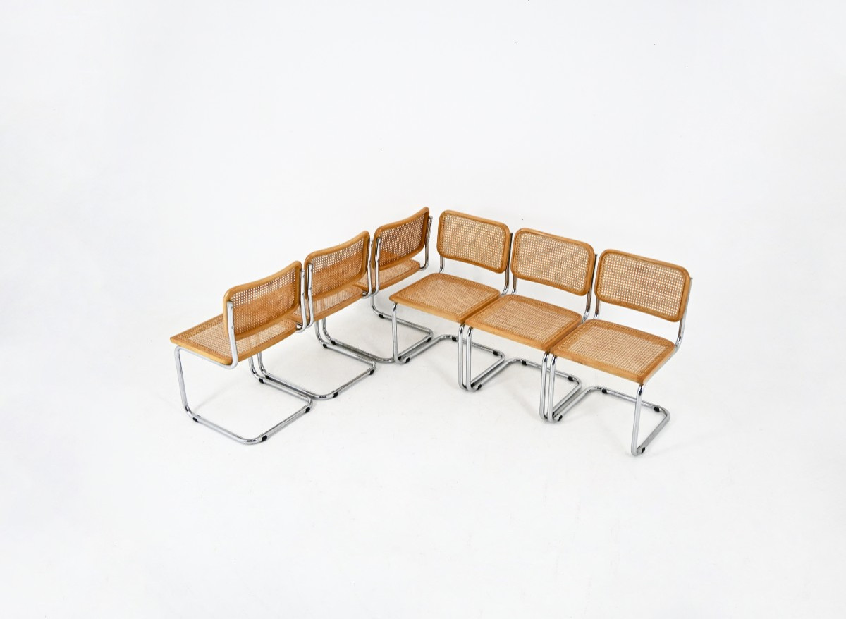 Ensembel de 6 Chaises de salle à manger modèle B32 de Marcel Breuer