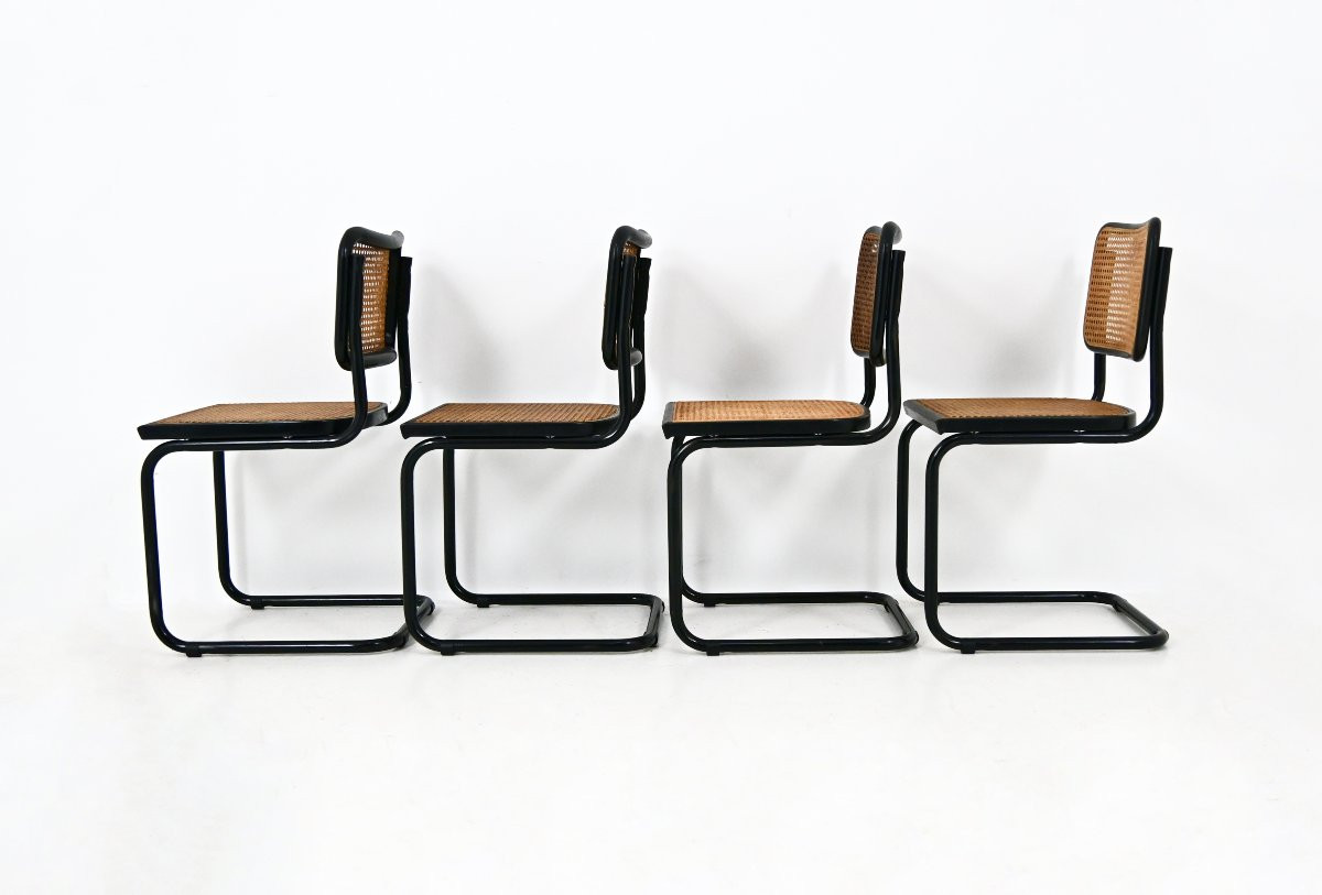 Set Of 4 B32 Style Dining Chairs By Marcel Breuer-photo-4