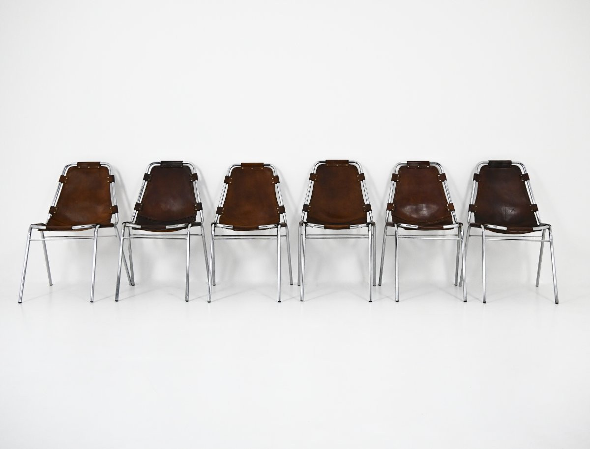 Ensemble de 6  Chaises « Les Arcs » de Charlotte Perriand, années 1960-photo-2