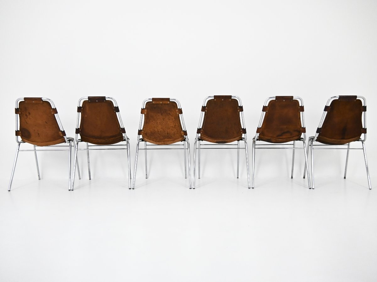 Ensemble de 6  Chaises « Les Arcs » de Charlotte Perriand, années 1960-photo-4