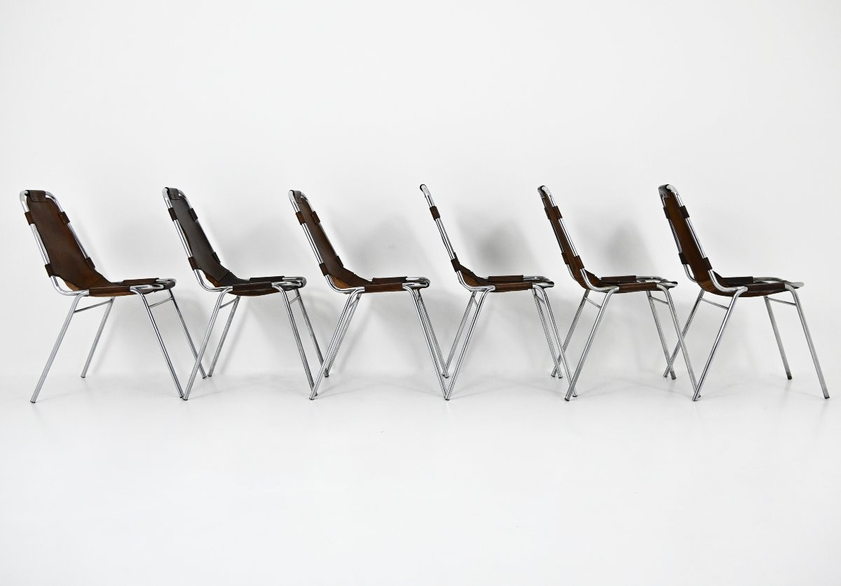 Ensemble de 6  Chaises « Les Arcs » de Charlotte Perriand, années 1960-photo-2
