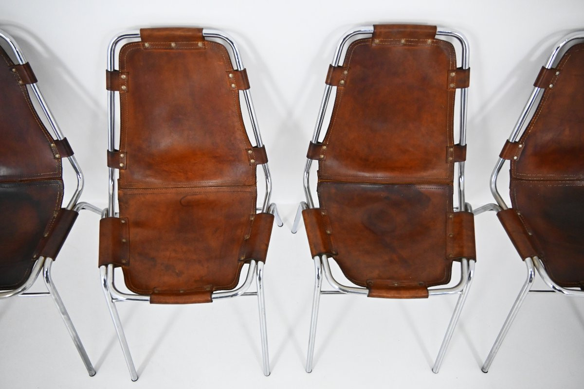 Ensemble de 6  Chaises « Les Arcs » de Charlotte Perriand, années 1960-photo-5