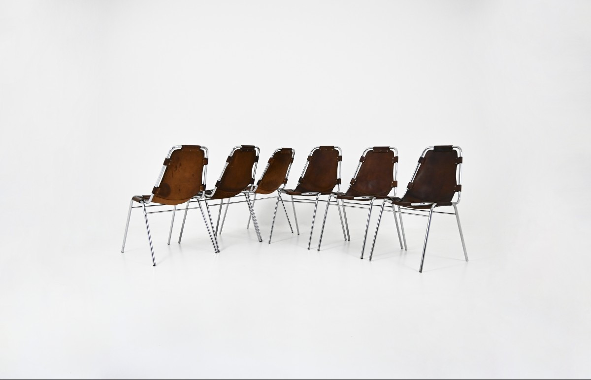 Ensemble de 6  Chaises « Les Arcs » de Charlotte Perriand, années 1960